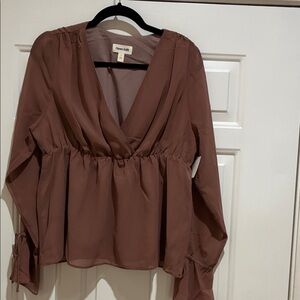 Open Edit Brown V-Neck blouse